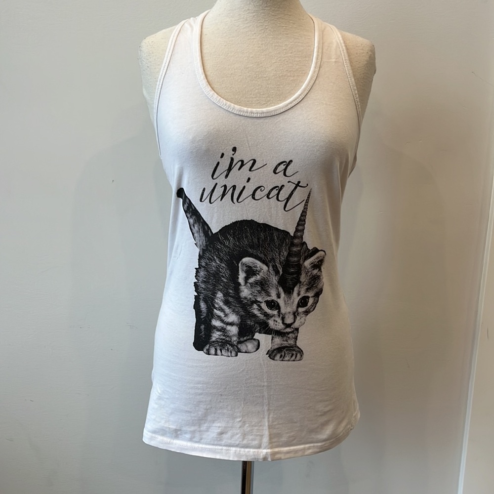 “I’m a Unicat” White Tank Top - Medium